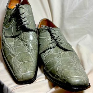 M Collection by Mauri  Lace Oxfords Dress Shoe Sz 13 Green Full Alligator